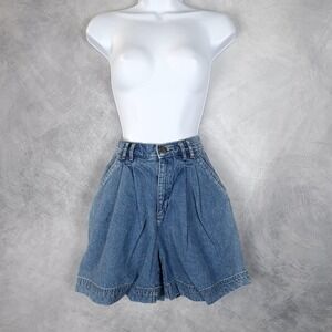 Vintage Lizwear Shorts Womens 4P Blue Denim High Rise Pleated Mom 90s